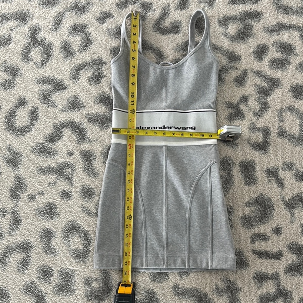 Alexander Wang sz XS Gray Ribbed Tank Dress with Logo Band - Picture 7 of 7